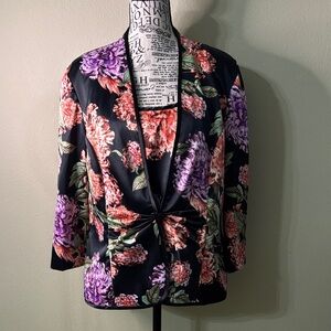Alex Evenings Floral Twist Blazer with Shell - Black, Purple, Red